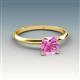 3 - Elodie 6.00 mm Cushion Lab Created Pink Sapphire Solitaire Engagement Ring 