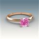 3 - Elodie 6.00 mm Cushion Lab Created Pink Sapphire Solitaire Engagement Ring 