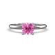 1 - Elodie 6.00 mm Cushion Lab Created Pink Sapphire Solitaire Engagement Ring 