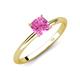 4 - Elodie 6.00 mm Cushion Lab Created Pink Sapphire Solitaire Engagement Ring 