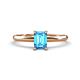 1 - Elodie 7x5 mm Emerald Cut Blue Topaz Solitaire Engagement Ring 