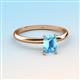 3 - Elodie 7x5 mm Emerald Cut Blue Topaz Solitaire Engagement Ring 