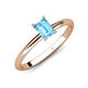 4 - Elodie 7x5 mm Emerald Cut Blue Topaz Solitaire Engagement Ring 