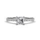 Aurin 6.00 mm Asscher Cut Forever Brilliant Moissanite and Round Diamond Engagement Ring 