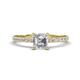 Aurin 6.00 mm Asscher Cut Forever One Moissanite and Round Diamond Engagement Ring 