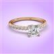 3 - Aurin IGI Certified 6.00 mm Asscher Cut Lab Grown Diamond and Round Diamond Engagement Ring 