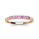 4 - Erica 2.50 mm Princess Cut Pink Sapphire and Lab Grown Diamond 7 Stone Wedding Band 
