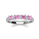 4 - Erica 3.00 mm Princess Cut Pink Sapphire and Lab Grown Diamond 7 Stone Wedding Band 