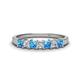 1 - Erica 3.00 mm Princess Cut Blue Topaz and Lab Grown Diamond 7 Stone Wedding Band 
