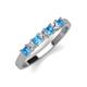 3 - Erica 3.00 mm Princess Cut Blue Topaz and Lab Grown Diamond 7 Stone Wedding Band 