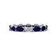1 - Madison 5x3 mm Oval Forever Brilliant Moissanite and Blue Sapphire Eternity Band 
