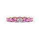 1 - Madison 5x3 mm Oval Forever Brilliant Moissanite and Pink Sapphire Eternity Band 