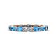 1 - Madison 5x3 mm Oval Forever One Moissanite and Blue Topaz Eternity Band 