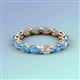 3 - Madison 5x3 mm Oval Forever One Moissanite and Blue Topaz Eternity Band 