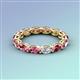 3 - Madison 5x3 mm Oval Forever Brilliant Moissanite and Pink Tourmaline Eternity Band 