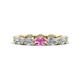 1 - Madison 5x3 mm Oval Forever Brilliant Moissanite and Pink Sapphire Eternity Band 