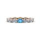 1 - Madison 5x3 mm Oval Forever Brilliant Moissanite and Blue Topaz Eternity Band 