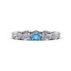 1 - Madison 5x3 mm Oval Forever One Moissanite and Blue Topaz Eternity Band 