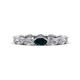 1 - Madison 5x3 mm Oval Forever One Moissanite and London Blue Topaz Eternity Band 
