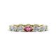 1 - Madison 5x3 mm Oval Forever Brilliant Moissanite and Pink Tourmaline Eternity Band 