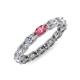 4 - Madison 5x3 mm Oval Forever Brilliant Moissanite and Pink Tourmaline Eternity Band 