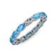 4 - Madison 5x3 mm Oval Forever Brilliant Moissanite and Blue Topaz Eternity Band 