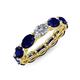 4 - Madison 6x4 mm Oval Lab Grown Diamond and Blue Sapphire Eternity Band 