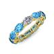 4 - Madison 6x4 mm Oval Lab Grown Diamond and Blue Topaz Eternity Band 
