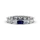 1 - Beverly 5x3 mm Emerald Cut Natural Diamond and Blue Sapphire Eternity Band 