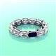 3 - Beverly 5x3 mm Emerald Cut Natural Diamond and Blue Sapphire Eternity Band 