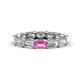 1 - Beverly 5x3 mm Emerald Cut Natural Diamond and Pink Sapphire Eternity Band 