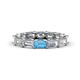 1 - Beverly 5x3 mm Emerald Cut Natural Diamond and Blue Topaz Eternity Band 
