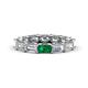 1 - Beverly 5x3 mm Emerald Cut Natural Diamond and Emerald Eternity Band 