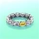 3 - Beverly 5x3 mm Emerald Cut Natural Diamond and Yellow Sapphire Eternity Band 