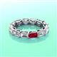3 - Beverly 5x3 mm Emerald Cut Natural Diamond and Ruby Eternity Band 
