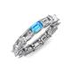 4 - Beverly 5x3 mm Emerald Cut Natural Diamond and Blue Topaz Eternity Band 