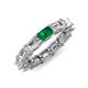 4 - Beverly 5x3 mm Emerald Cut Natural Diamond and Emerald Eternity Band 