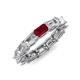 4 - Beverly 5x3 mm Emerald Cut Natural Diamond and Ruby Eternity Band 