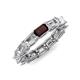 4 - Beverly 5x3 mm Emerald Cut Natural Diamond and Red Garnet Eternity Band 