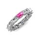 4 - Beverly 5x3 mm Emerald Cut Lab Grown Diamond and Pink Sapphire Eternity Band 