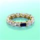 3 - Beverly 5x3 mm Emerald Cut Forever Brilliant Moissanite and Blue Sapphire Eternity Band 