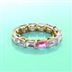 3 - Beverly 5x3 mm Emerald Cut Forever Brilliant Moissanite and Pink Sapphire Eternity Band 