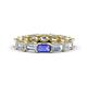 1 - Beverly 5x3 mm Emerald Cut Forever Brilliant Moissanite and Tanzanite Eternity Band 
