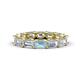 1 - Beverly 5x3 mm Emerald Cut Forever Brilliant Moissanite and Aquamarine Eternity Band 