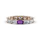 1 - Beverly 5x3 mm Emerald Cut Forever Brilliant Moissanite and Amethyst Eternity Band 