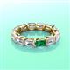 3 - Beverly 5x3 mm Emerald Cut Forever Brilliant Moissanite and Emerald Eternity Band 