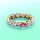 3 - Beverly 5x3 mm Emerald Cut Forever Brilliant Moissanite and Pink Tourmaline Eternity Band 