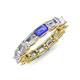 4 - Beverly 5x3 mm Emerald Cut Forever Brilliant Moissanite and Tanzanite Eternity Band 