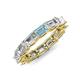 4 - Beverly 5x3 mm Emerald Cut Forever Brilliant Moissanite and Aquamarine Eternity Band 