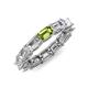 4 - Beverly 5x3 mm Emerald Cut Forever Brilliant Moissanite and Peridot Eternity Band 
